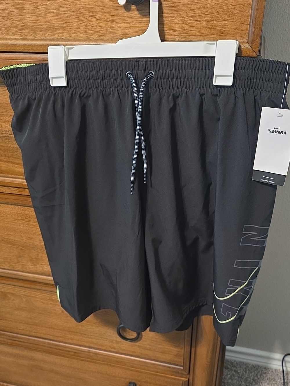 Nike Neon Green Mesh Lined Shorts with Black Swoosh